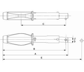 Llave dinamométrica mecánica prefijada con cabeza intercambiable de conexión cilíndrica y mango de plástico | 74PS-20